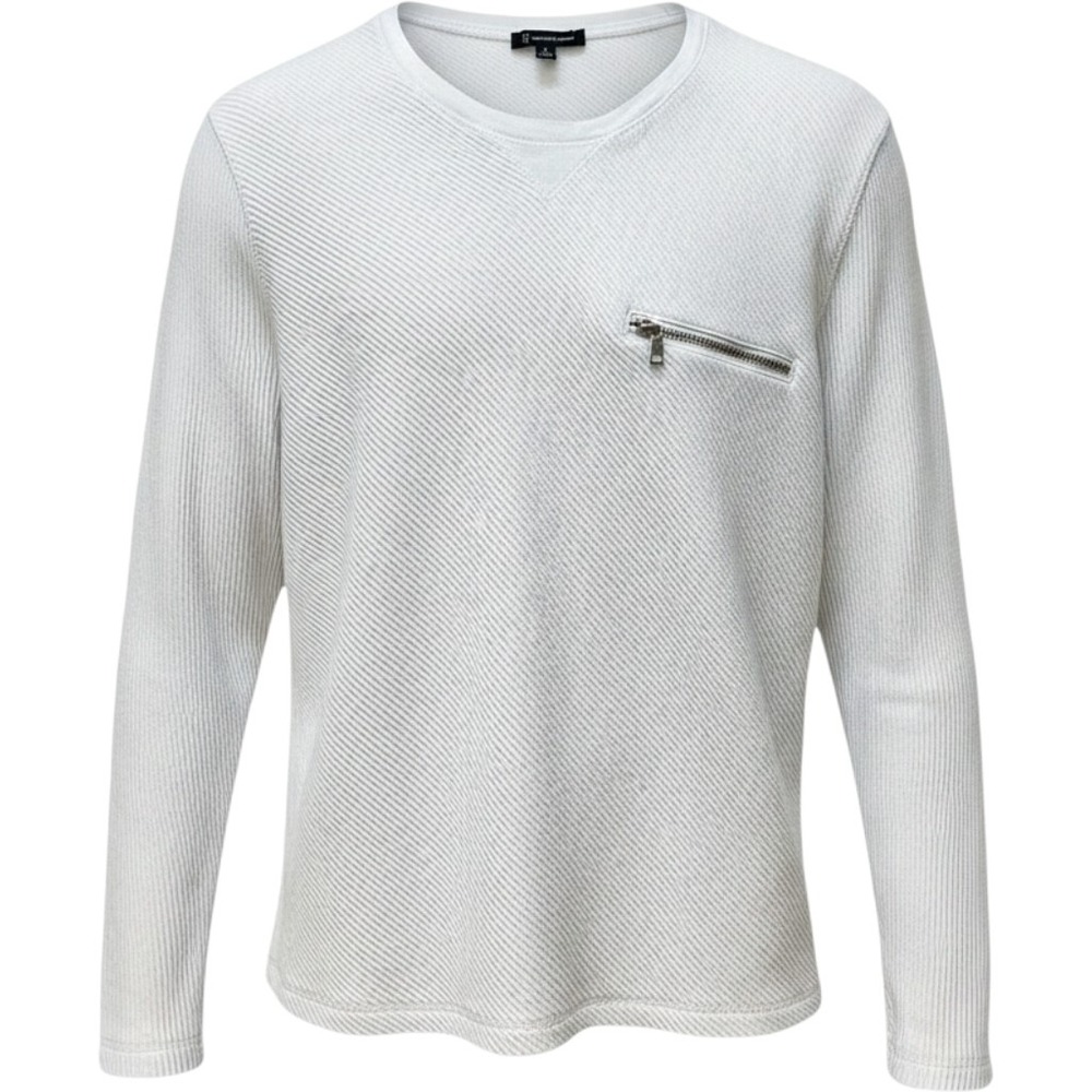 INC‎ International Concepts Womens XL White Diagonal Ribbed Pullover Neutral Top